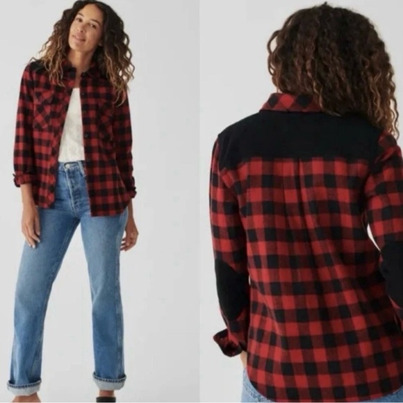 Faherty Tops - FAHERTY Women’s Daly Shirt Collins Plaid Red and Black Cotton Flannel Size Large